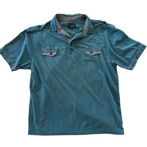 Giorginni Couture Shirt Mens XL Teal Short Sleeve‎ Button Casual Preppy Golf